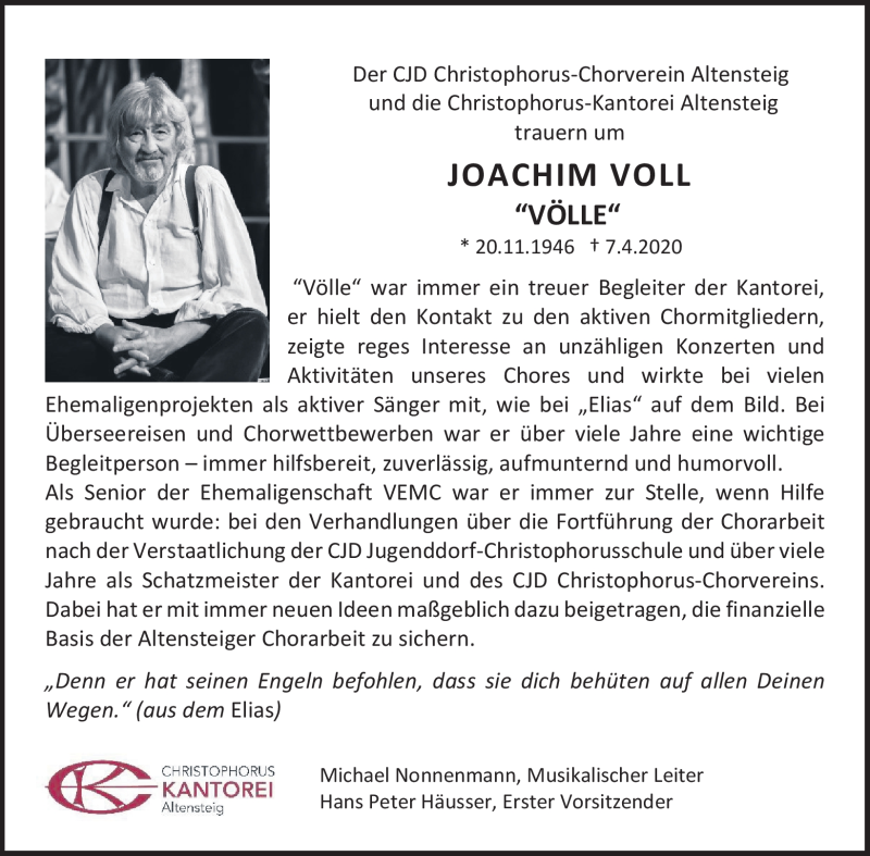 Traueranzeige Joachim Voll CCV CK